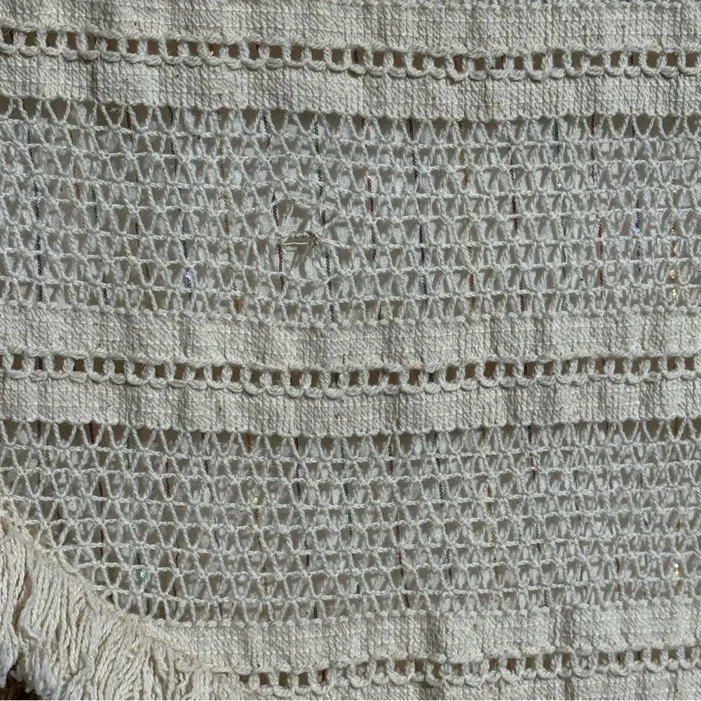 ZARA Trafaluc Boho Crochet Bell Sleeve Top Cream Festival Peasant Style